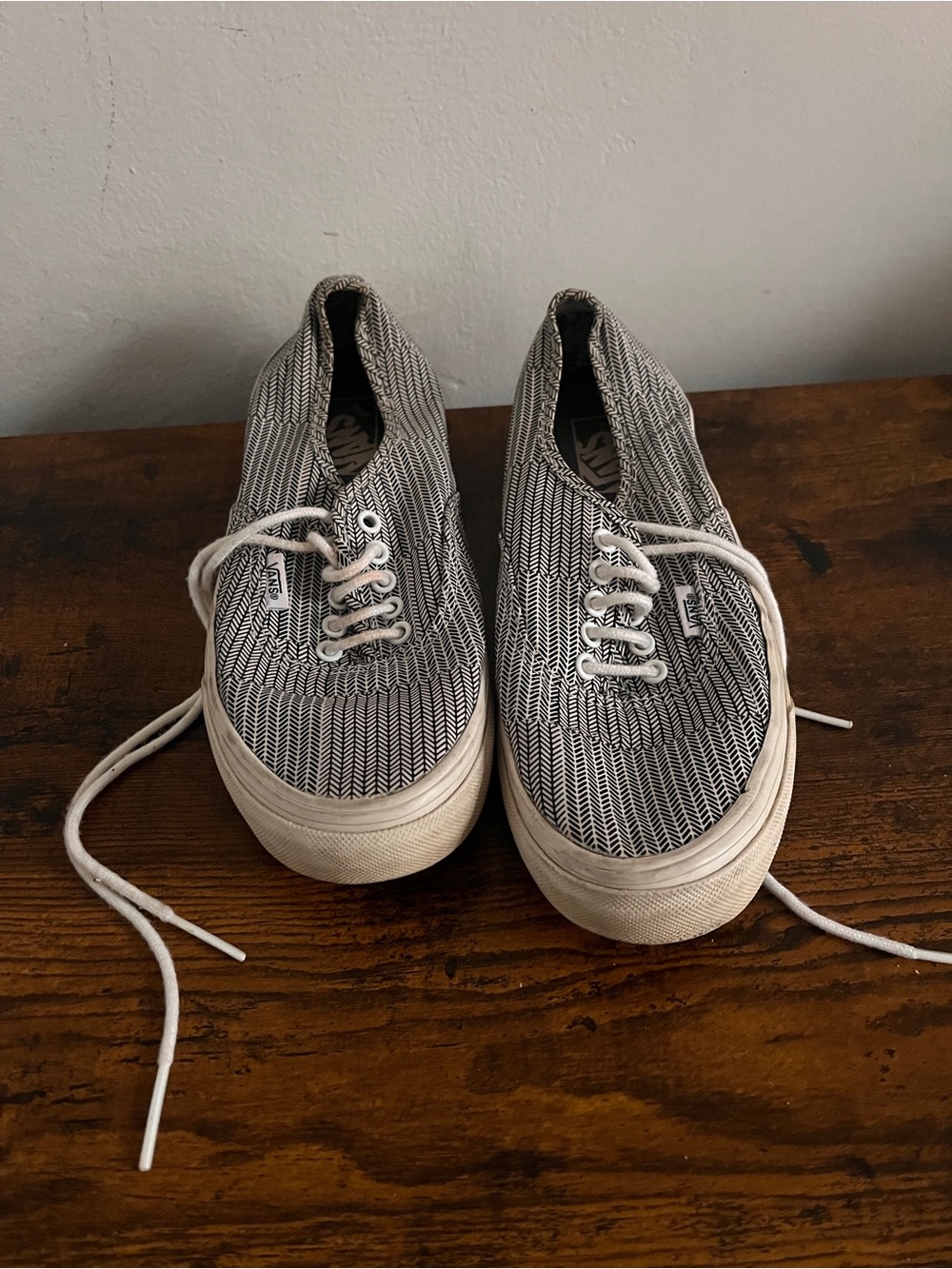 Vans Men’s Black & White Herringbone Canvas Sneakers